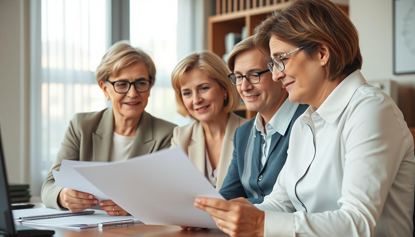 Family reviewing legal documents